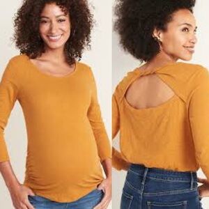 NWT OLD NAVY Top/Tee With Twist Back & Open Back Detail Mustard Yellow Sz Small